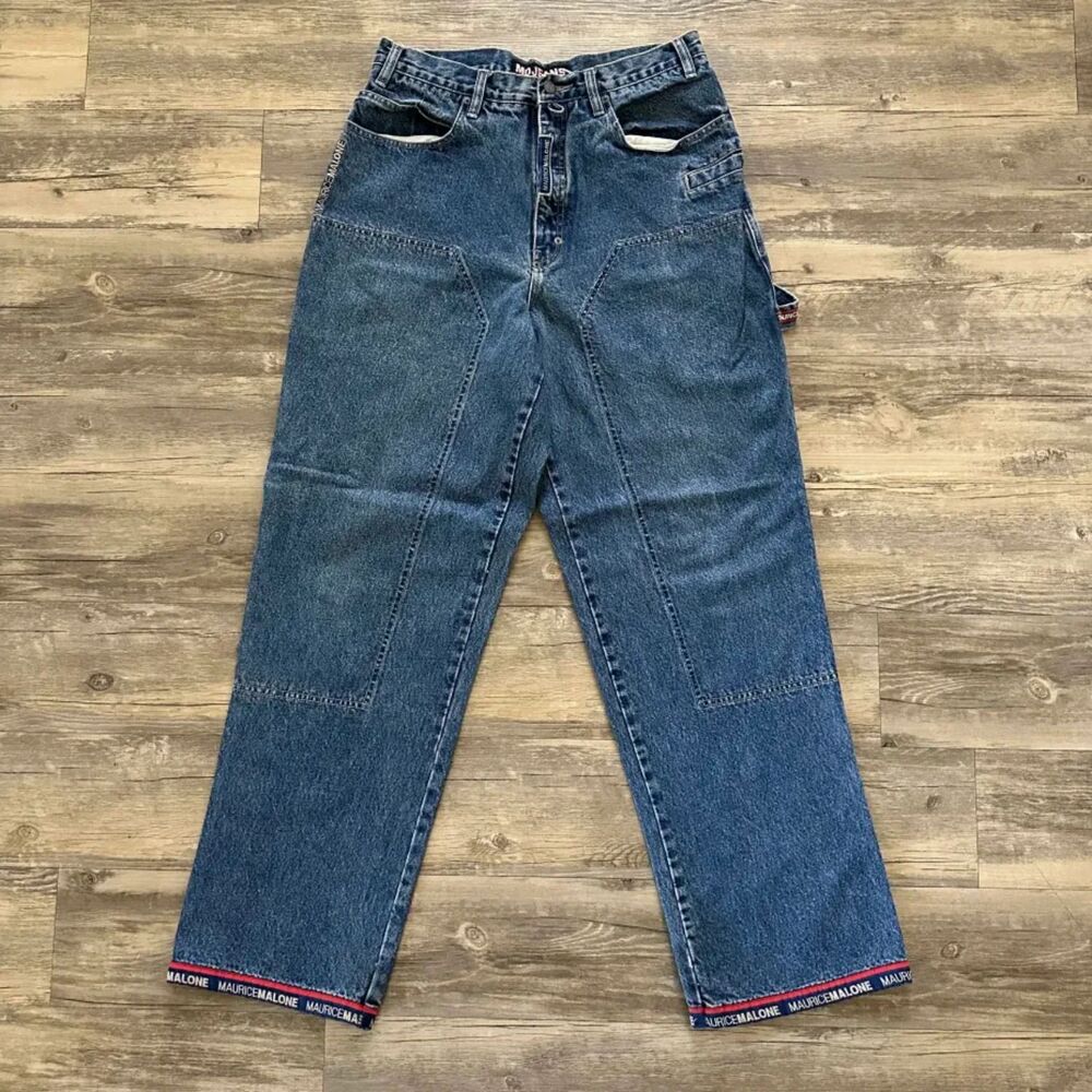Vintage Maurice Malone Mojeans Double Knee Denim Jeans Size 32x32